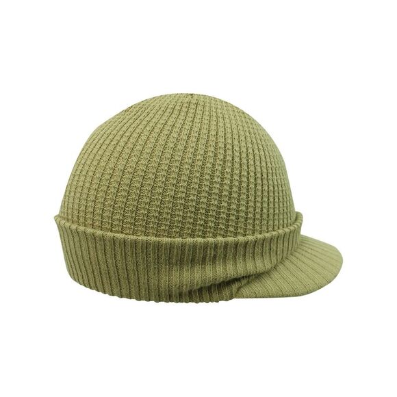 Thermal Ribbed Knit Beanie Hat With Visor - Picture 2 of 6